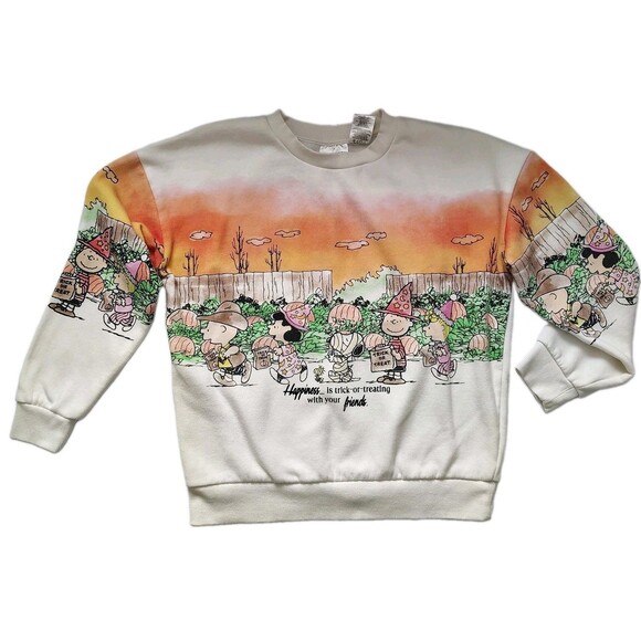Peanuts Tops - Peanuts Snoopy Halloween Sweatshirt Womens Size S M Oversized Winter White Crewn